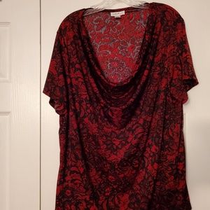 Drape neck short sleeve blouse